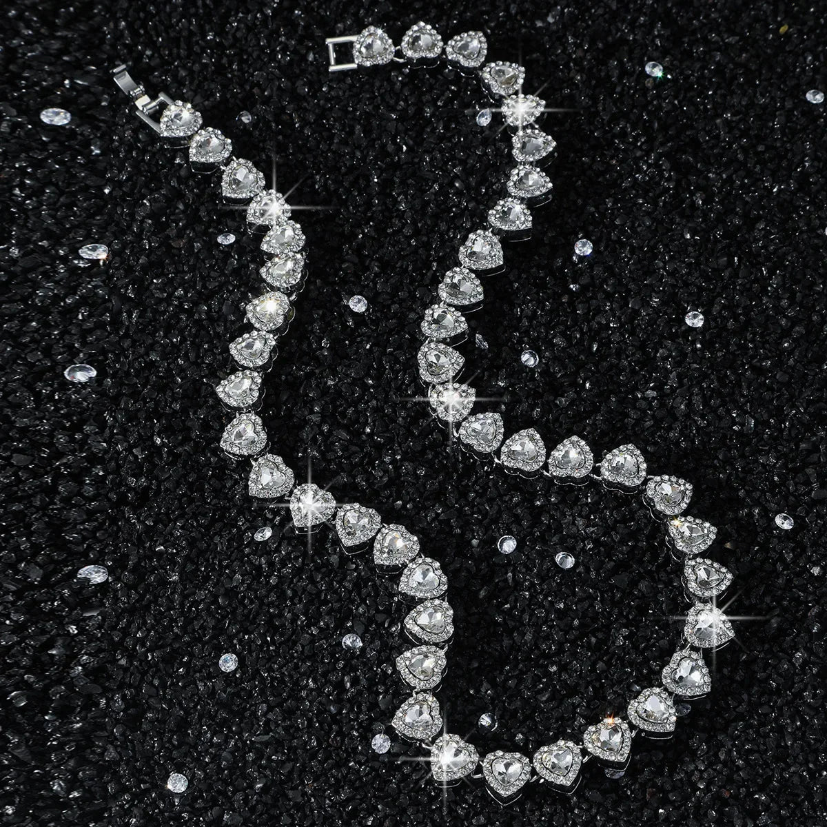 New Men's 10mm Heart Patchwork Chain Necklace Cross-Border Streetwear Hip Hop Style Heart Shape Necklace Jewelry Accessories
