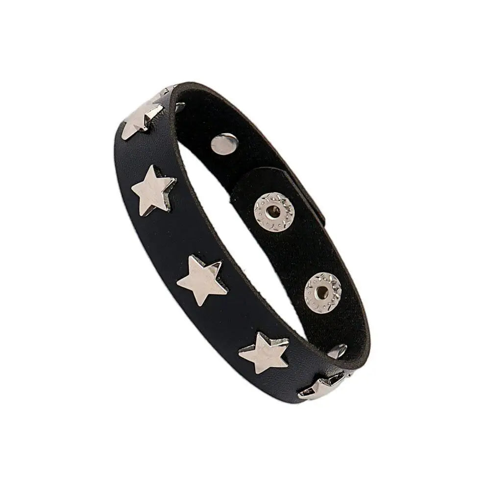 2024 Punk Dark PU Bracelet For Women Men Hip Hop Rock Chain Multi Layered Bracelet Trend Retro Gothic Jewelry Dancer Accessories