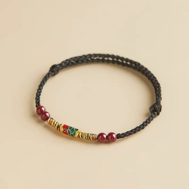 Lucky Red Thread Bracelet Men Women Tibetan Buddhist Lotus Infinity Cinnabar Beads Handmade Braided Rope Bracelets Party Jewelry