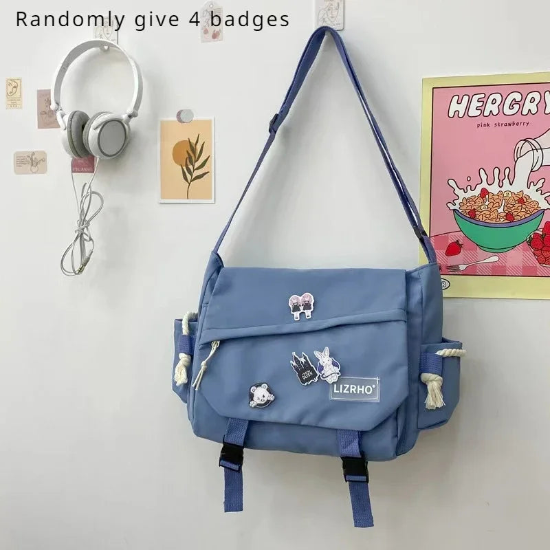 Shoulder Bag Large Capacity Crossbody Bag Retro Workwear Postman Bags for Women Nylon Handbags