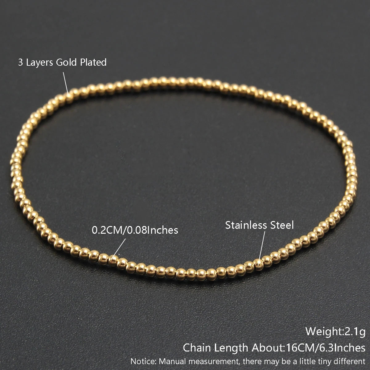 Premium Stainless Steel Beaded Bracelet Set - Stackable Ball Bracelets for Men & Women