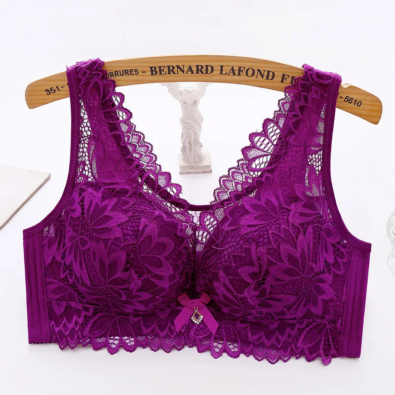 Sexy Push Up Bra - See Through Backless Floral Lace Bralette
