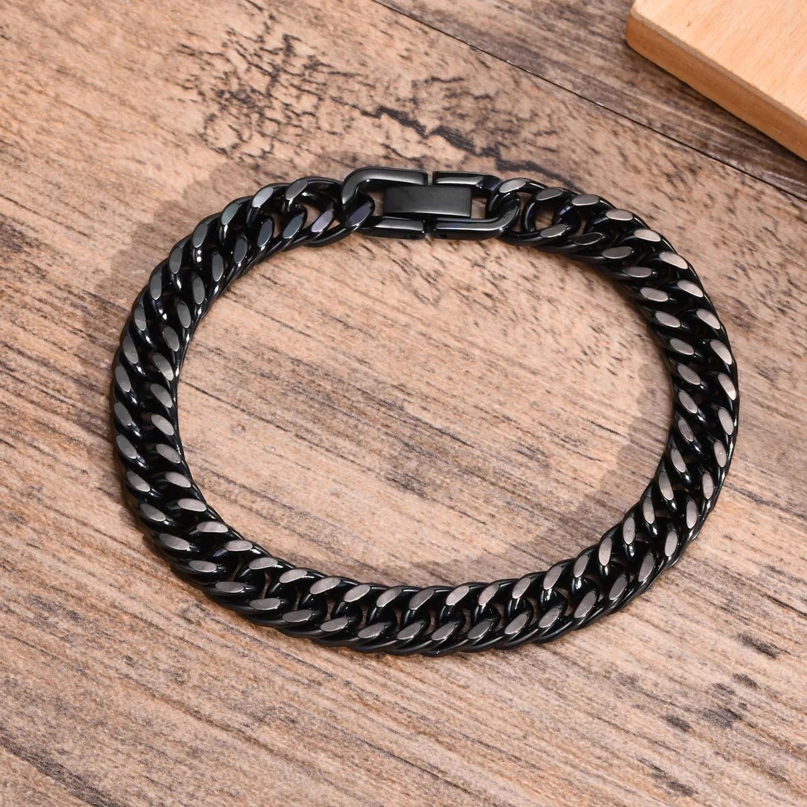 Vnox Men's Stainless Steel 7/8/9/10/12/15MM Link Chain Miami Cuban Bracelets for Male Boys Jewelry, 19cm/21.5cm, Gift for Dad