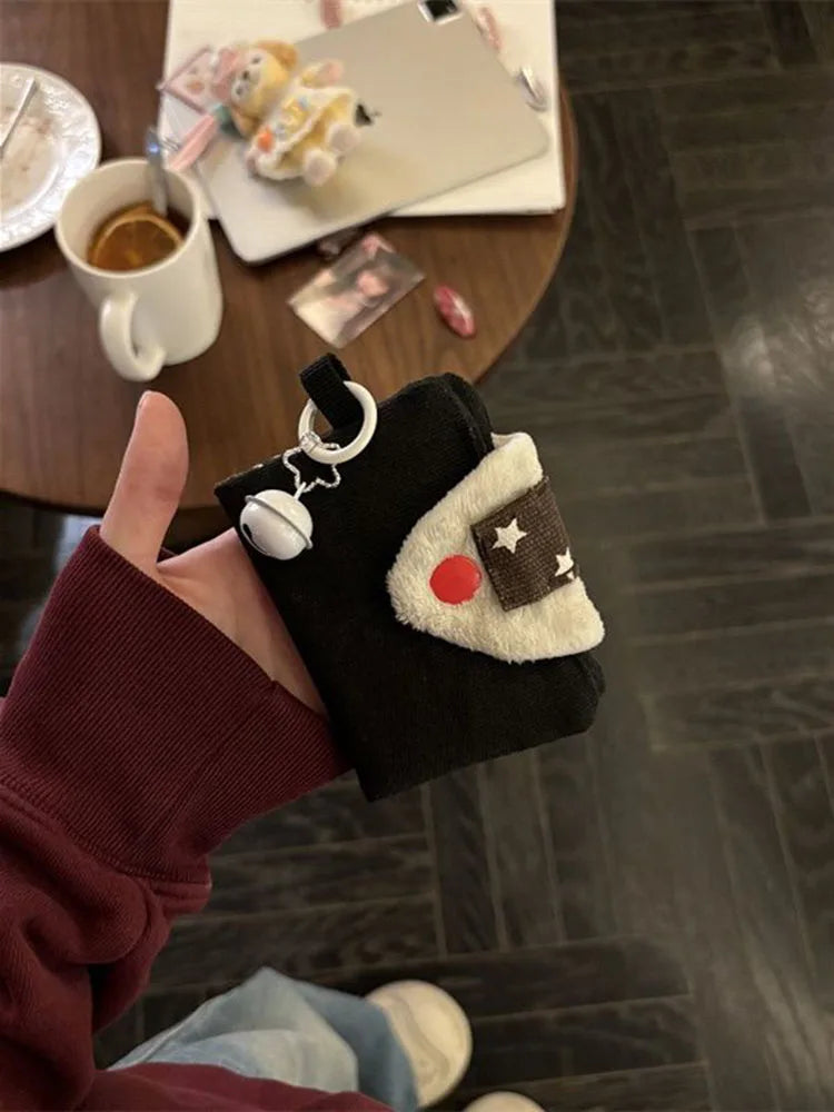 Cute Rice Ball Card Holder Coin Purse Money Card Integrated Canvas Portable Small Bag Storage Bag ID Bag