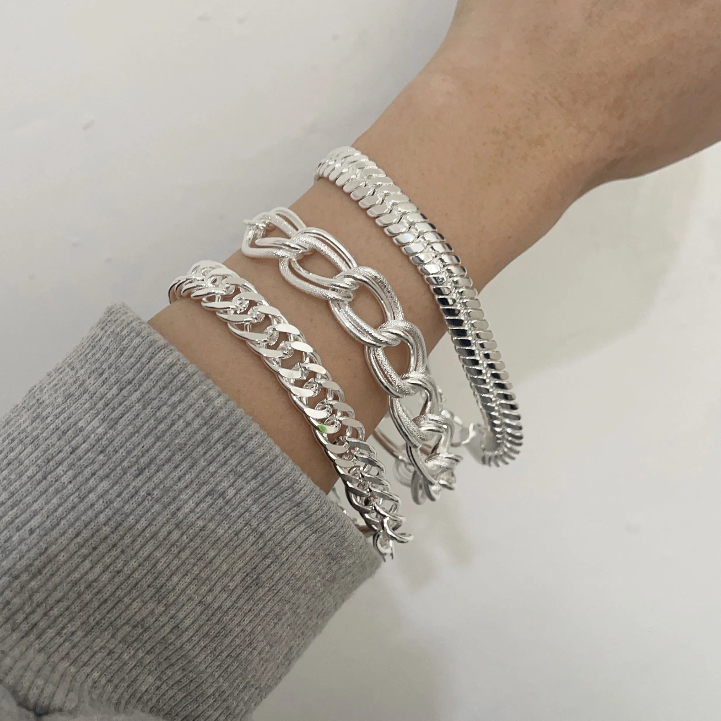 100% Solid 925 Sterling Silver Bracelet for Women Men Vintage Handmade Shinning Heart Bracelets Birthday Christmas Gift