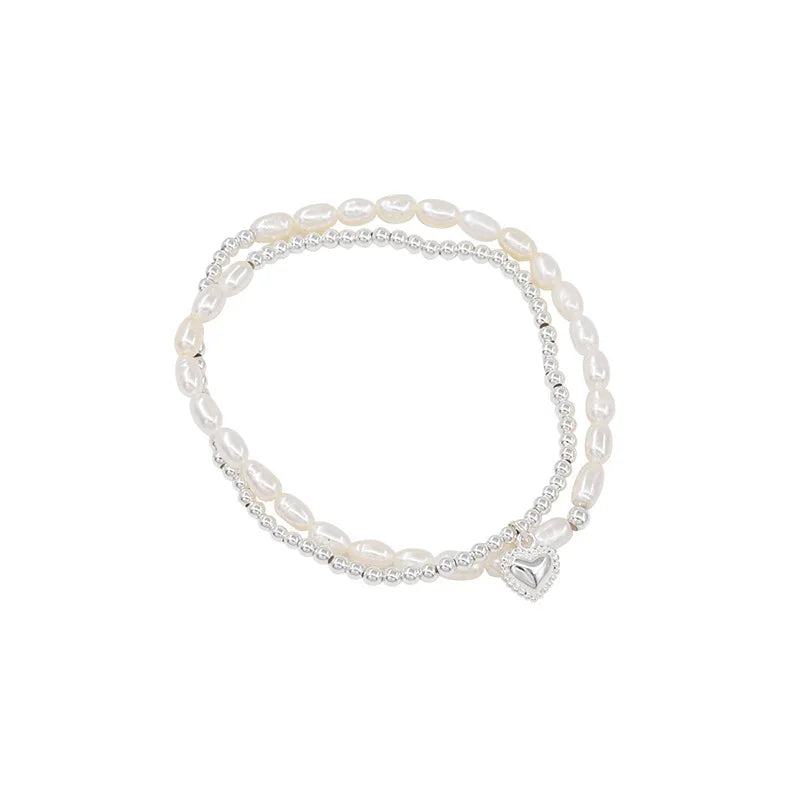 VENTFILLE 925 Sterling Silver Double Layer Pearl Bracelet for Women Girl Design Bead Korean Jewelry Dropshipping