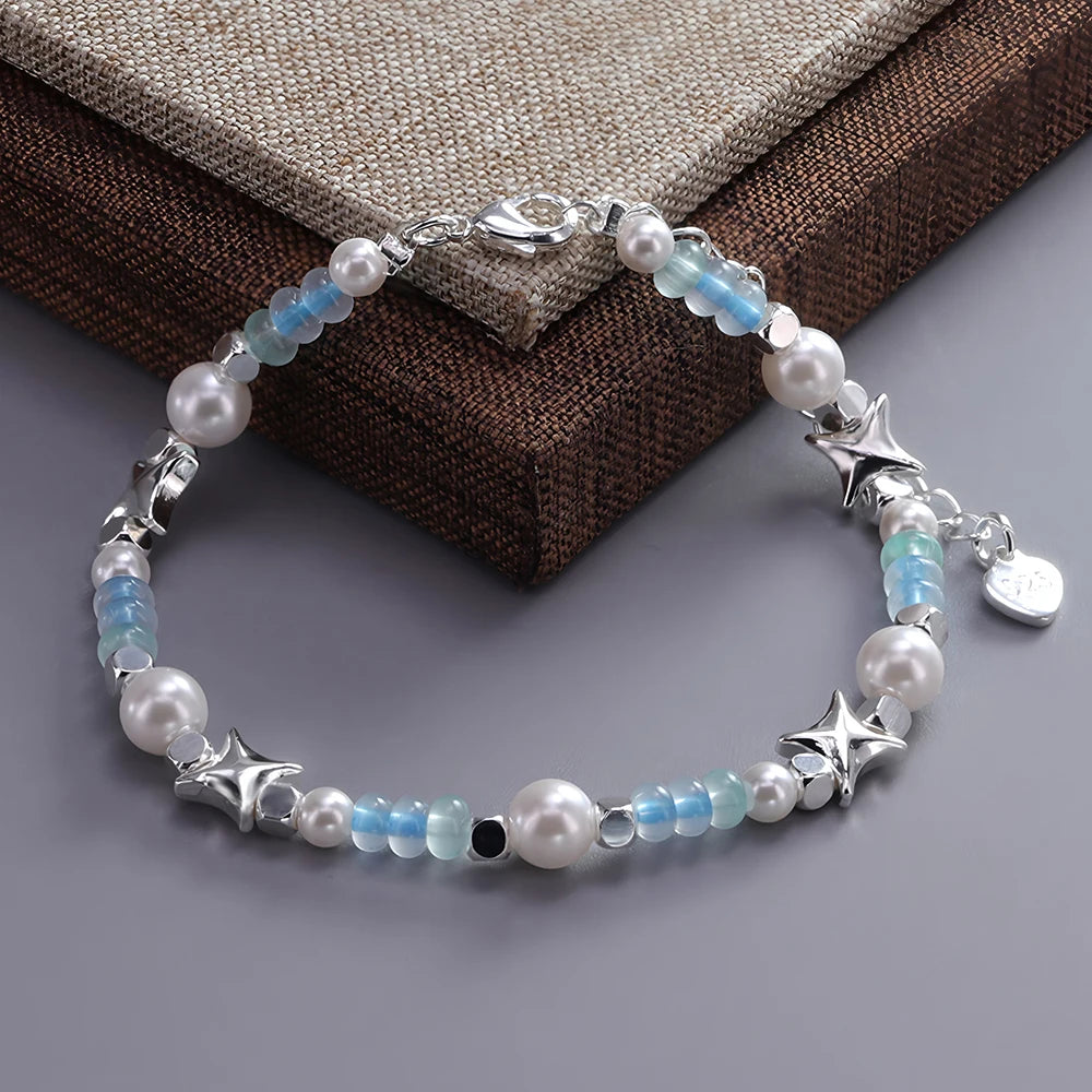 VENTFILLE 925 Sterling Silver Double Layer Pearl Bracelet for Women Girl Design Bead Korean Jewelry Dropshipping