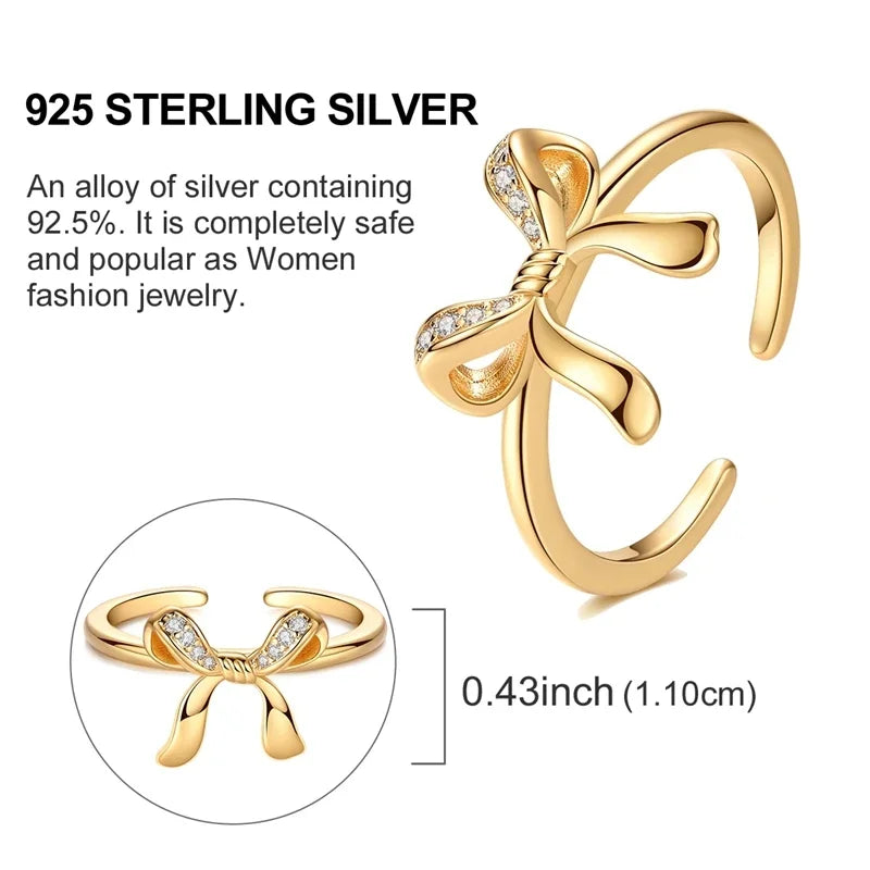 925 Sterling Silver Love Ring - Gold Sparkling Wedding Engagement
