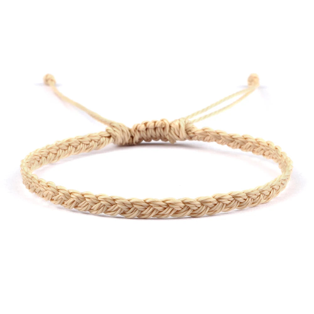 Classic Handmade Braided Bracelets for Women Men Pure Color Waxed Thread Braid Wristband Charm Bracelet Adjustable Jewelry Gifts