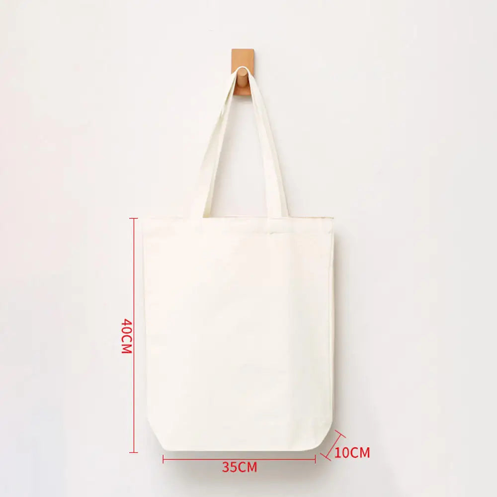 Women Handbags Creamy White Plain Folding Canvas Shoulder Tote Bags Reusable Cotton Grocery High Capacity Shopping Bag Handbags