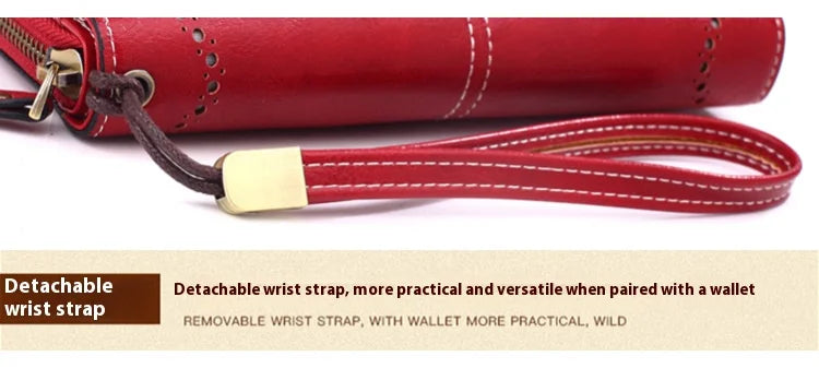 Fashionable new hollow out coin purse for women's oily leather phone bag, long zipper handbag,coin bag Triple fold ladies wallet