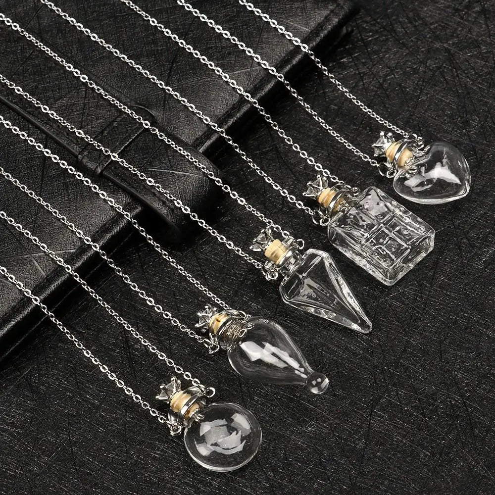 Openable Water Drop Heart Steel Chain Perfume Vial Necklace Wishing Bottle Pendant Essential Oil Diffuser Memorial Jewelry Gifts