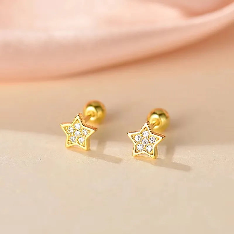 New Fashion Heart Stud Earrings for Women Hypoallergenic Screw Cartilage Helix Earring Girls Piercing Accessories Jewelry Gifts
