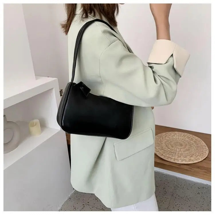 Handle Bag Women Retro Handbag PU Leather Shoulder Totes Underarm Vintage Top Handle Bag Female Small Subaxillary Bags Clutch
