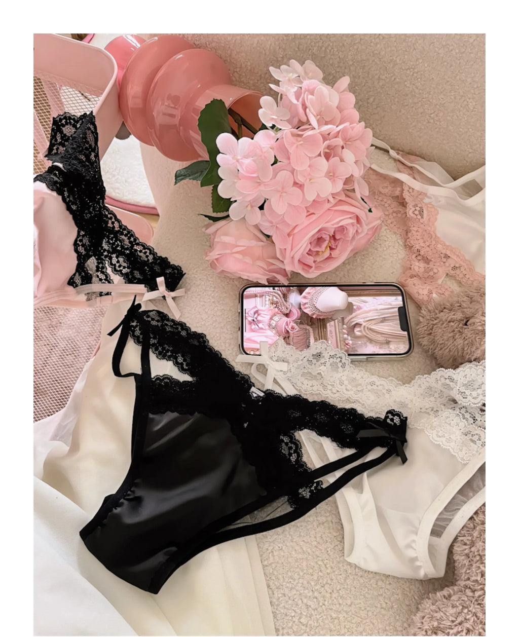 Cross Belt Lace Transparent Sexy Women's Underpants Low Waist Mesh Hollowed Bow Panties Cotton Crotch Breathable Briefs Lingerie