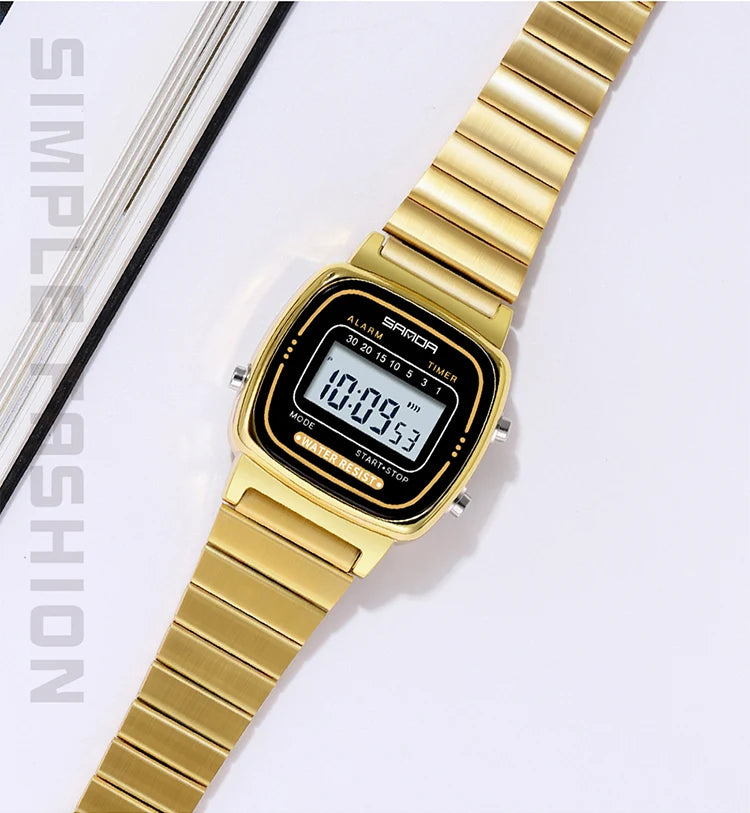 SANDA Golden Quartz Watch - Waterproof Ladies Fashion Wristwatch