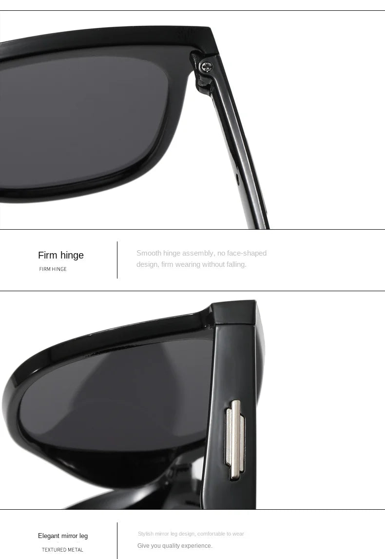 Large Frame Black Face Trimming Sunglasses - Outdoor Travel UV400