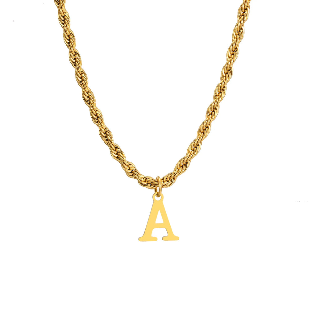Personalized Initial Letter Necklace for Men - Premium Stainless Steel A-Z Alphabet Pendant with 60cm Chain
