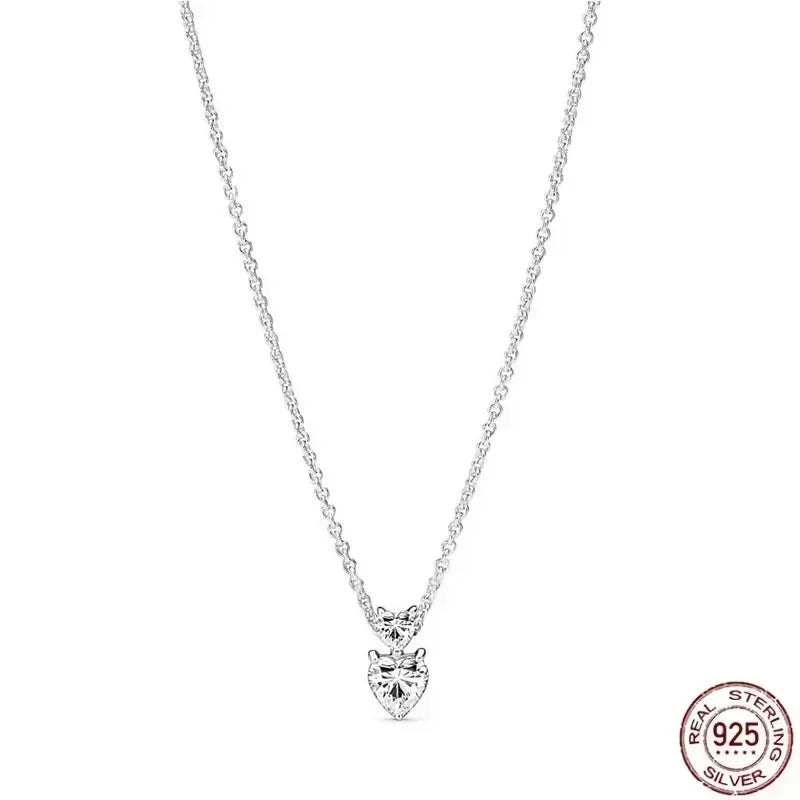 Christmas Birthday Surprise Gifts 925 Sterling Silver Exquisite Shiny Round Heart-shaped Necklace Classic Charm Women's Jewelry