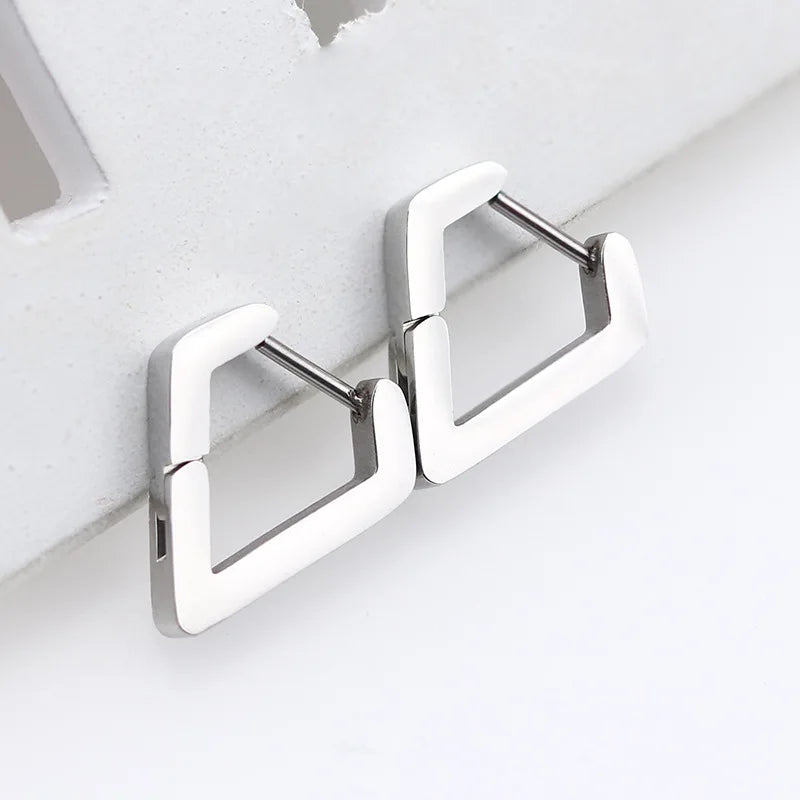 1 Pair High Polished Stainless Steel Hoop Earrings For Women/Men Geometric Allotype Ear Buckles Hip Hop Party Creative Jewelry