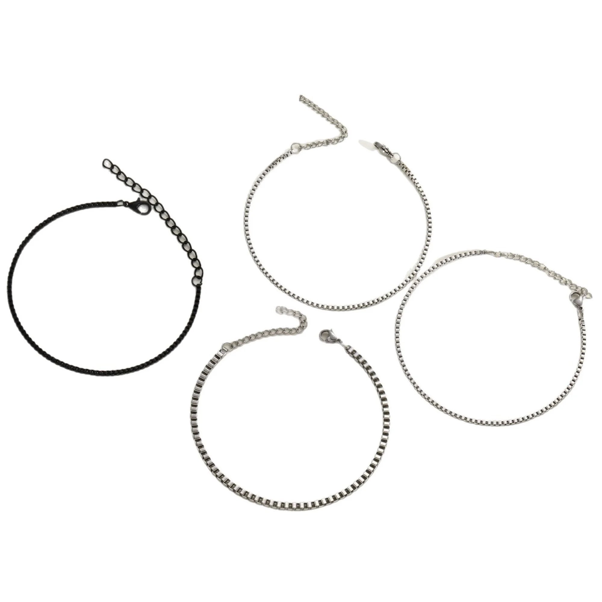 Simple Stainless Steel Multi-layer Chain Men Bracelet Retro Box Chain Bracelet Fashion Jewelry Fashion Women Accessories Gifts
