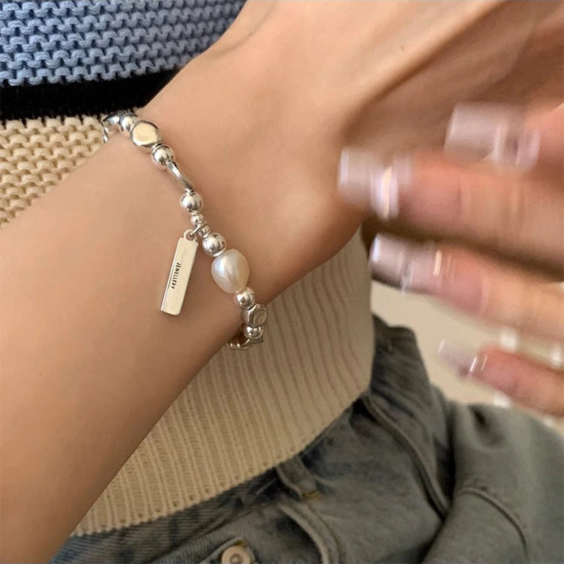 VENTFILLE 925 Sterling Silver Double Layer Pearl Bracelet for Women Girl Design Bead Korean Jewelry Dropshipping