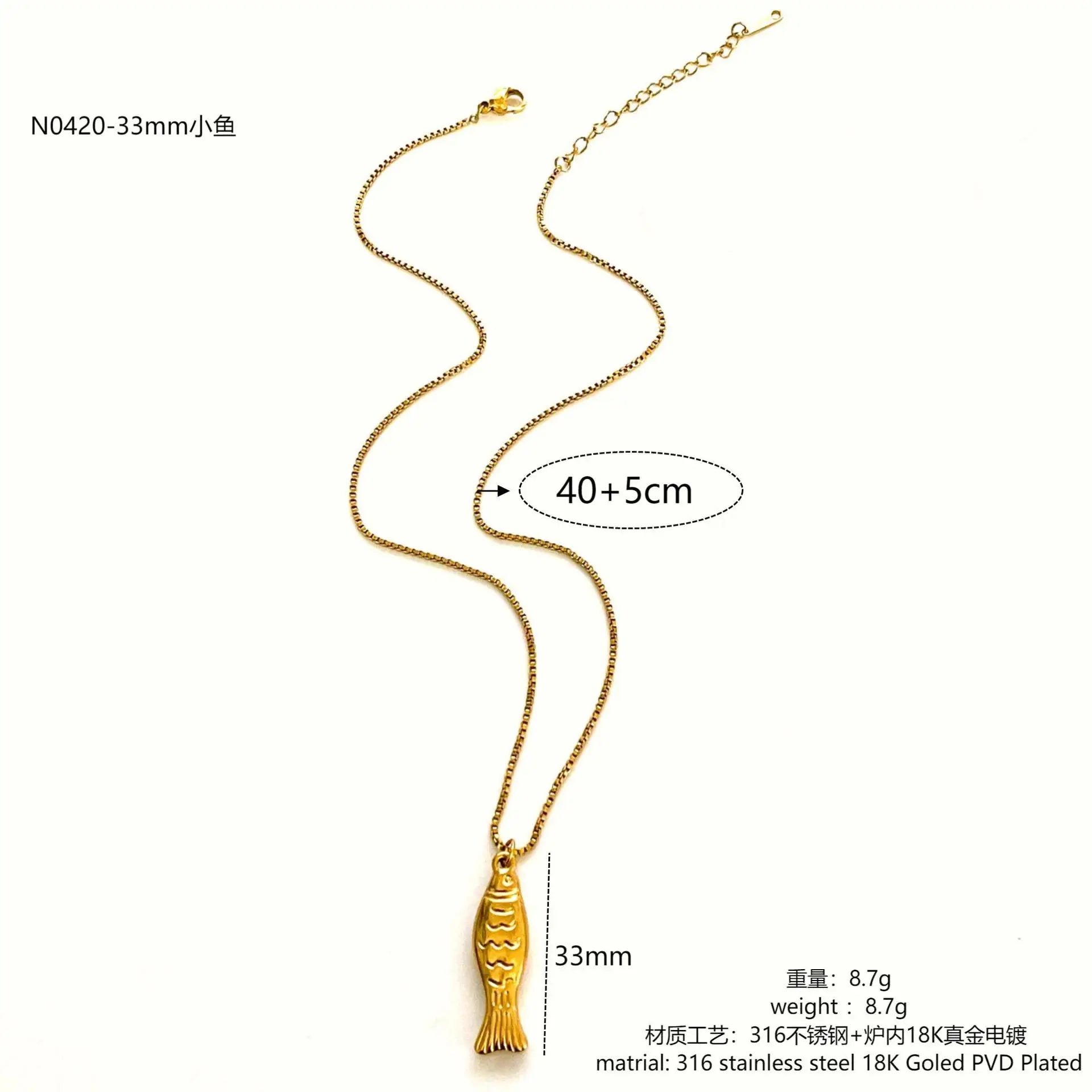 1/2pcs/Lot Cute Stainless Steel Gold Plated Small Fish Pendant Necklace for Women New Waterproof Beach Party Jewelry Summer Gift