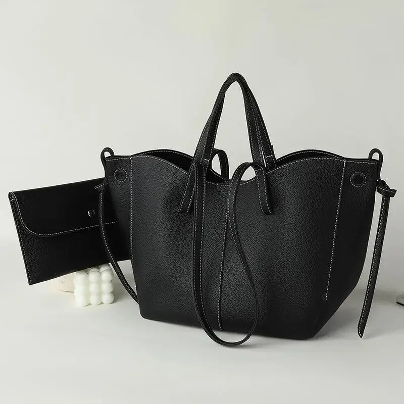 Fashionable Large Capacity Tote Bag Handbag Women's Single Shoulder Bag Brown New Arrival 2025 from France High Aesthetic Value