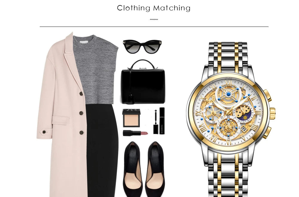 LIGE 2024 Gold Women Watch - Waterproof Sport Quartz Chronograph