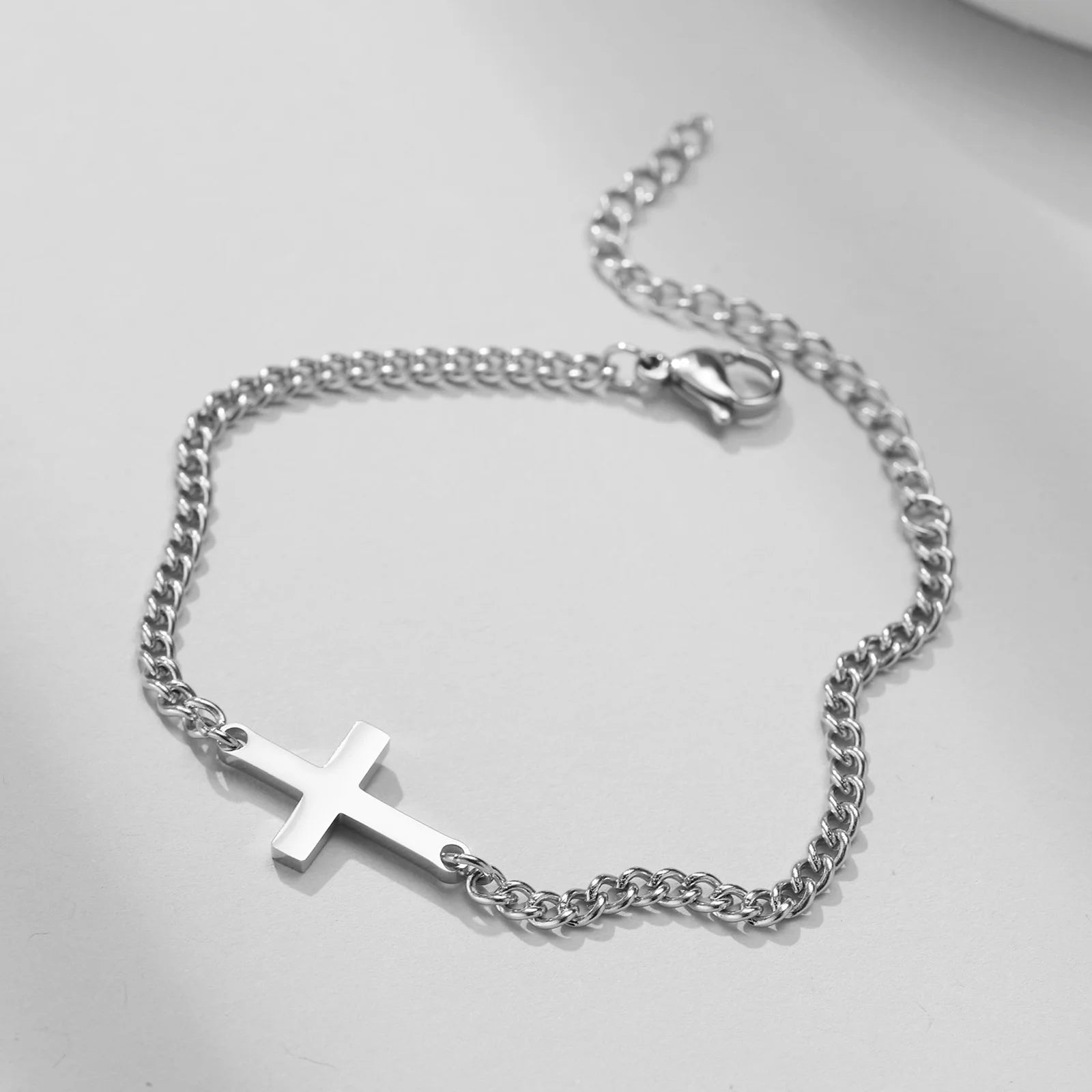 Stainless Steel Cross Religious Christian Bracelets for Men Boys,Wristband Jewelry,Gifts for Him