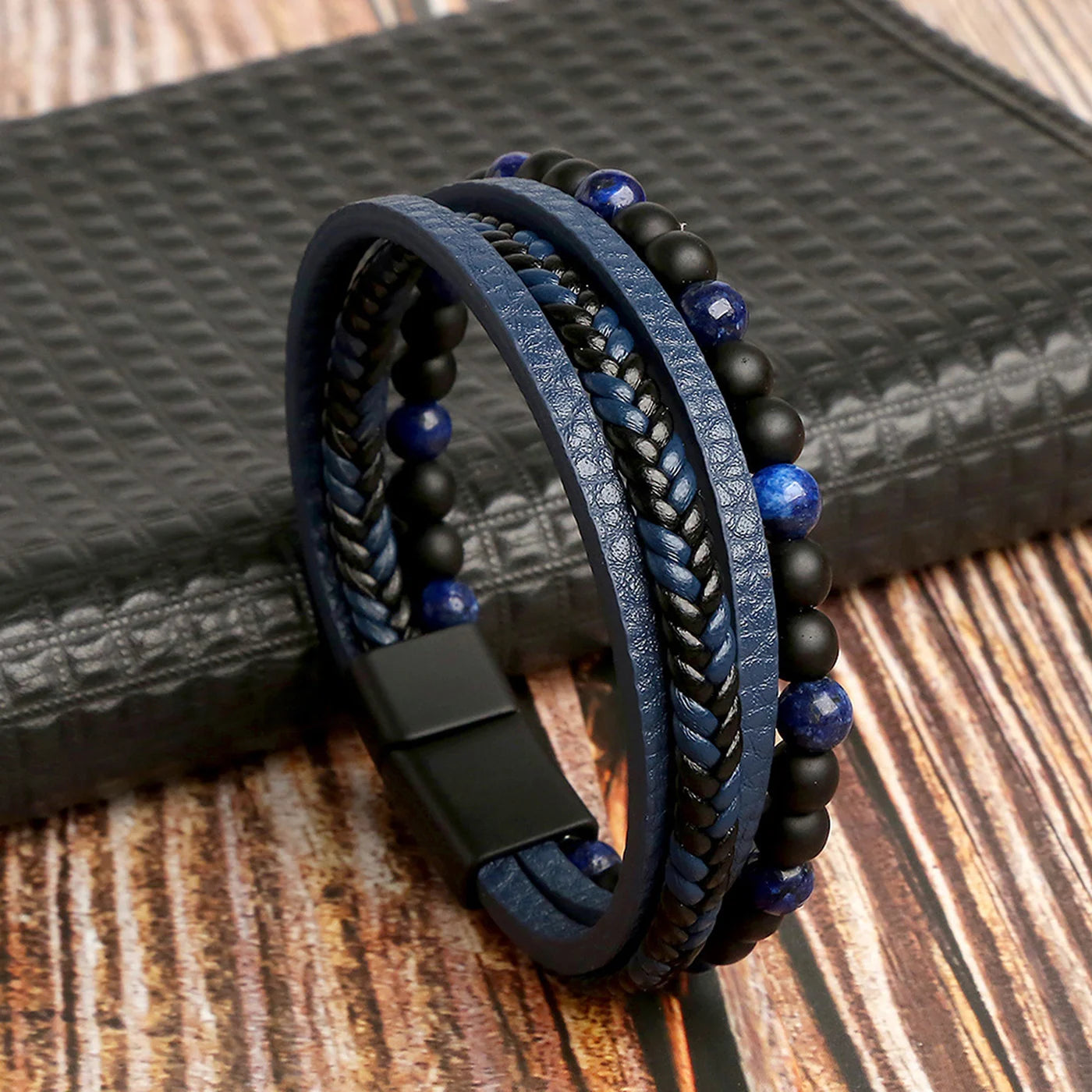 1PC Trendy Men's Accessories Alloy Magnetic Buckle Multi layer Retro Leather Rope Braided Bracelet Bracelet Fashion Dressing