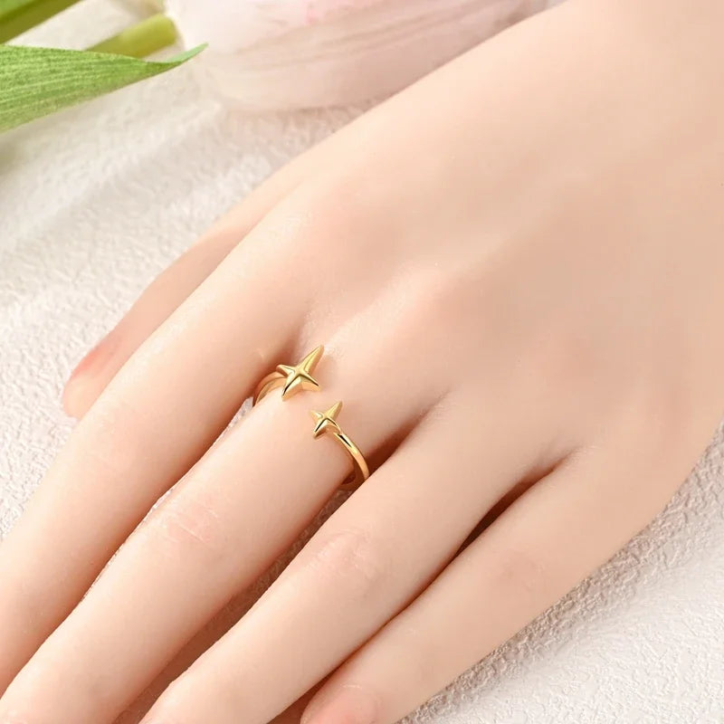 925 Sterling Silver Love Ring - Gold Sparkling Wedding Engagement