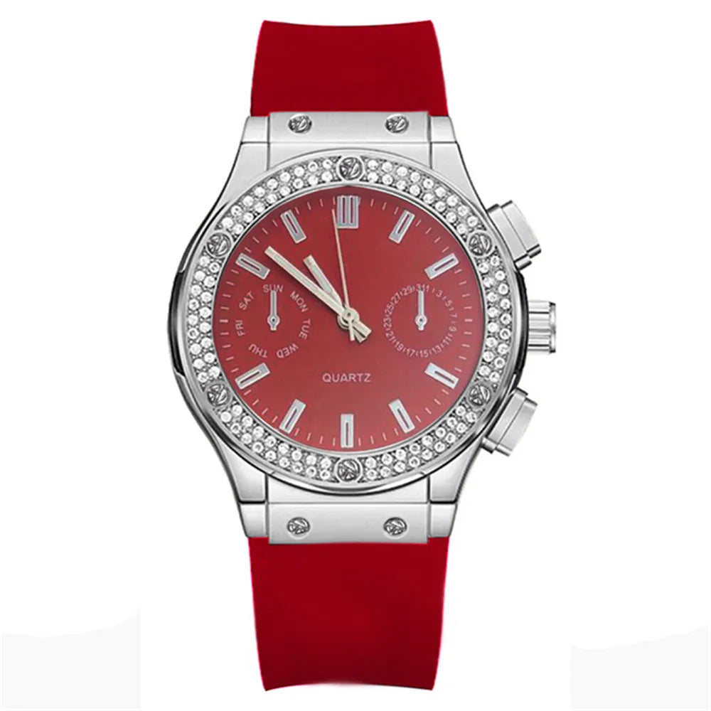 Fashion 2025 Rubber Women Watches Luxurious Brand Casual Diamond Female Quartz Wristwatches Simple Sport Clock Relogio Feminino