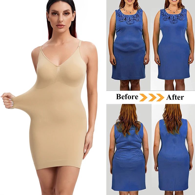 Full Slip Shapewear - V Neck Bodycon Compression Body Shaper
