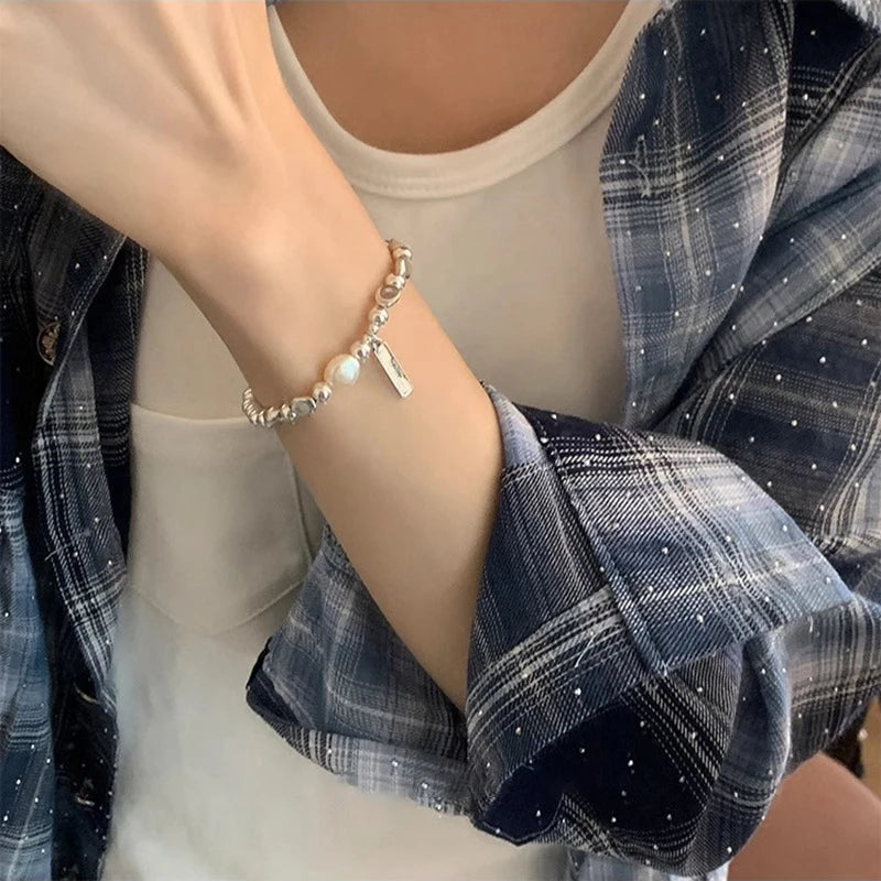 VENTFILLE 925 Sterling Silver Double Layer Pearl Bracelet for Women Girl Design Bead Korean Jewelry Dropshipping