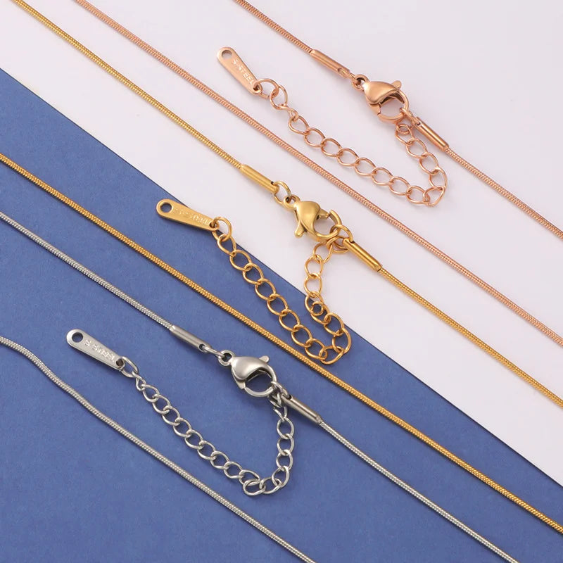 Simple Collarbone Necklace for Women Man Stainless Steel Gold Color Snake Chain Choker Minimalist Jewelry Wedding Party Gift