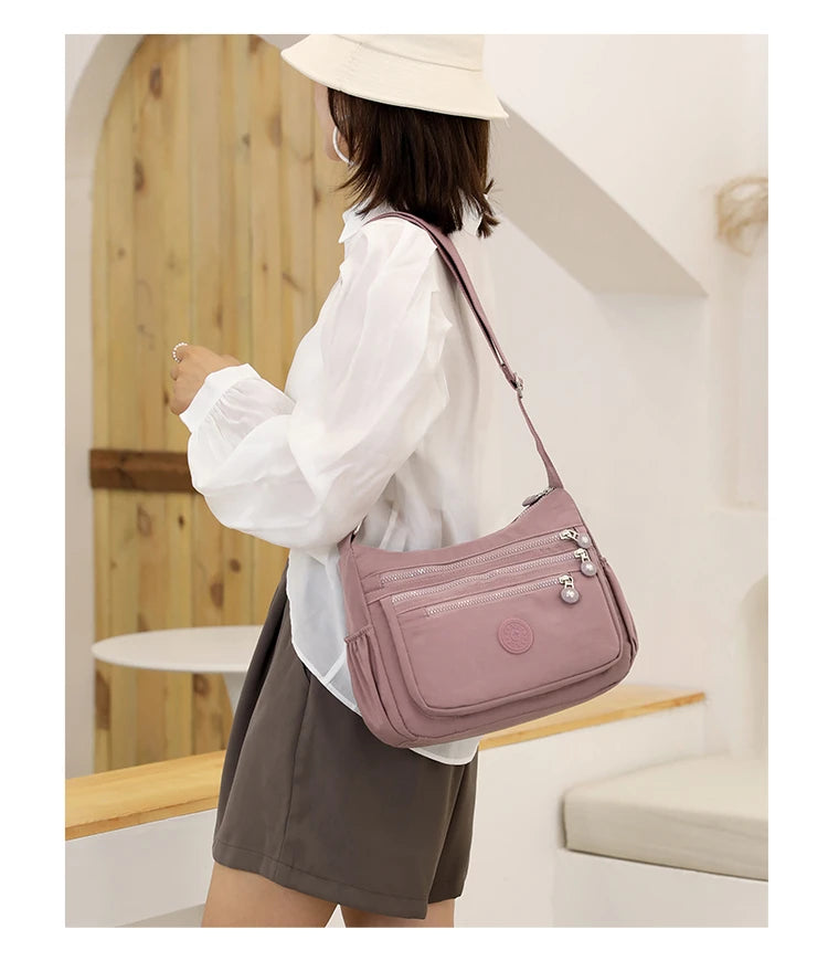 High capacity Shoulder Crossbody Bag for Women Purse Waterproof Nylon Handbag Suitable for mothers, shopping, vacation use