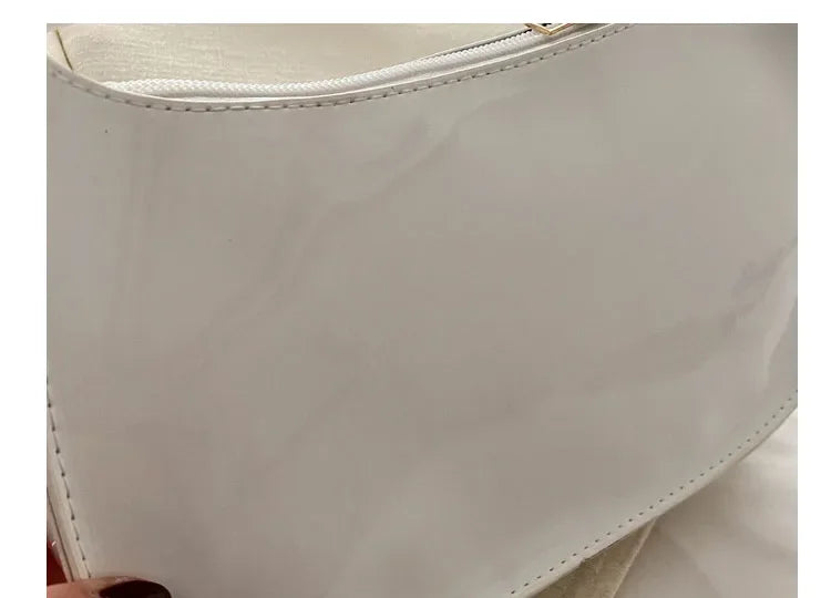Vintage Wine Red Patent Leather Glossy Underarm Bag 2024 New Minimalist Lady Zipper Shoulder Bag Elegant Versatile Handbag Trend