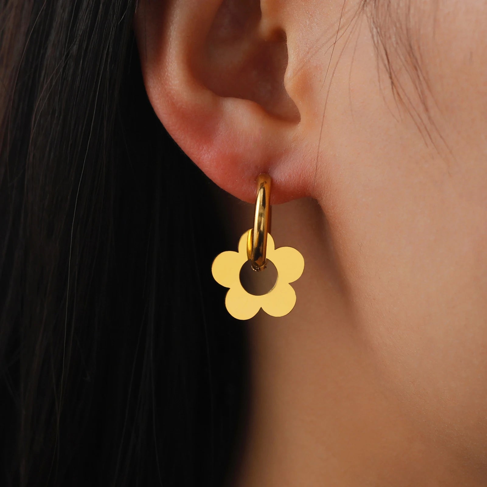 Lucktune Flower Clover Heart Drop Earrings Women Stainless Steel Star Sun Geometry Earrings 2025 New Fashion Kpop Jewelry Gift