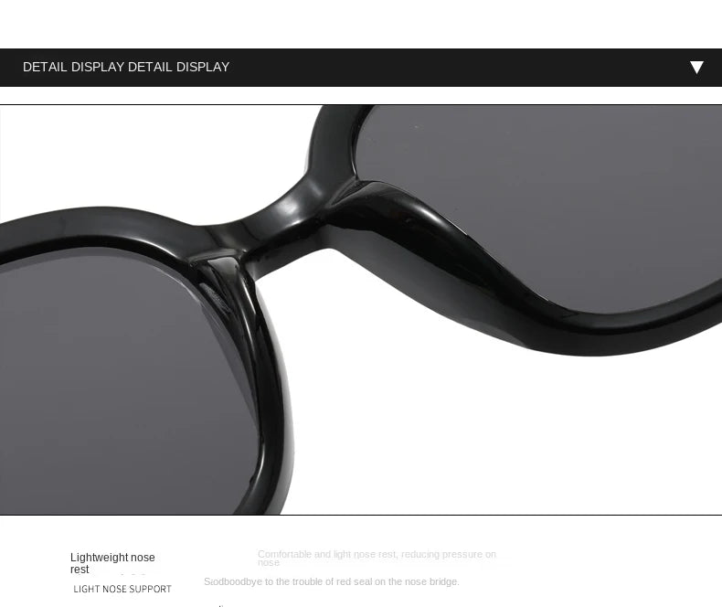Large Frame Black Face Trimming Sunglasses - Outdoor Travel UV400