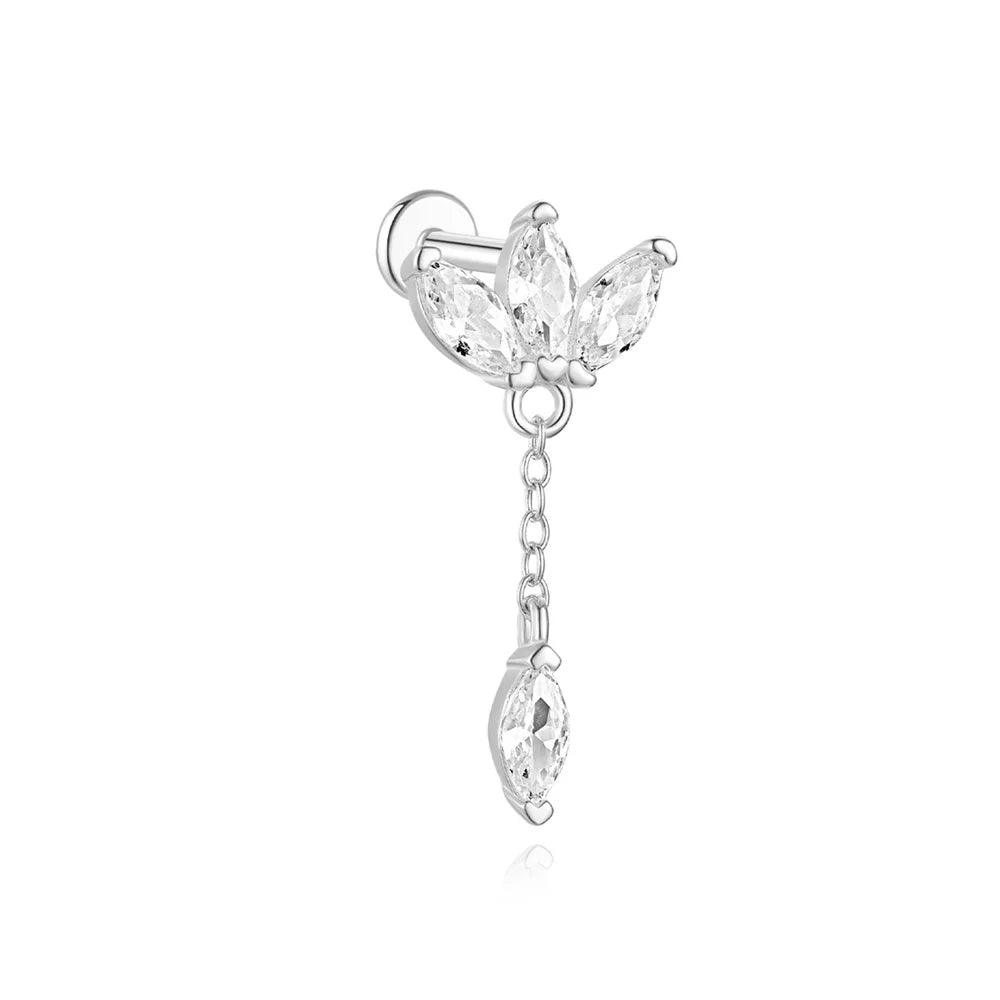 Aide 925 Sterling Silver 1piece Silver Color Thread Labret Upper Stud Earrings Cartilage Tragus Helix Piercing Studs Jewelry