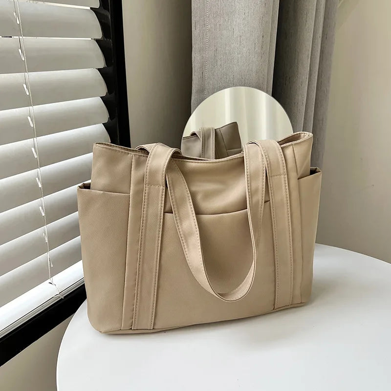 High Quality Commuting Tote Bag Simple Nylon Women's Shoulder Bag Large Capacity Student Class Handbag
