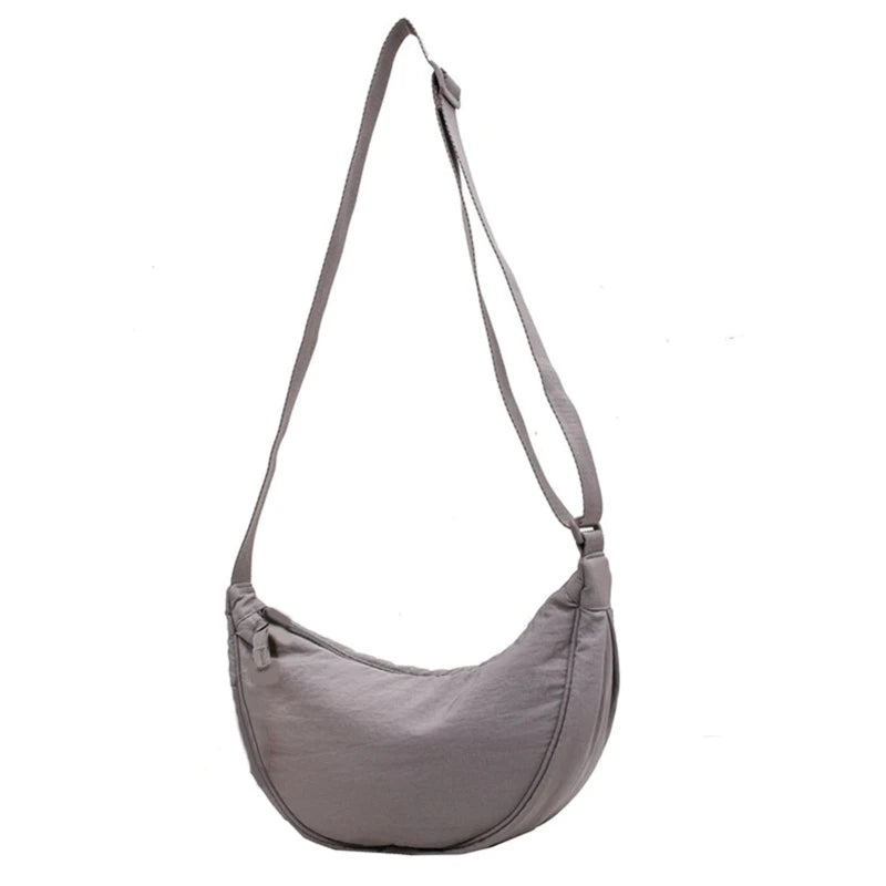 Women Half Moon Shape Crossbody Chest Bag Casual Nylon Shoulder Bag Female Large Capacity Tote Solid Lady Travel Shopper Handbag