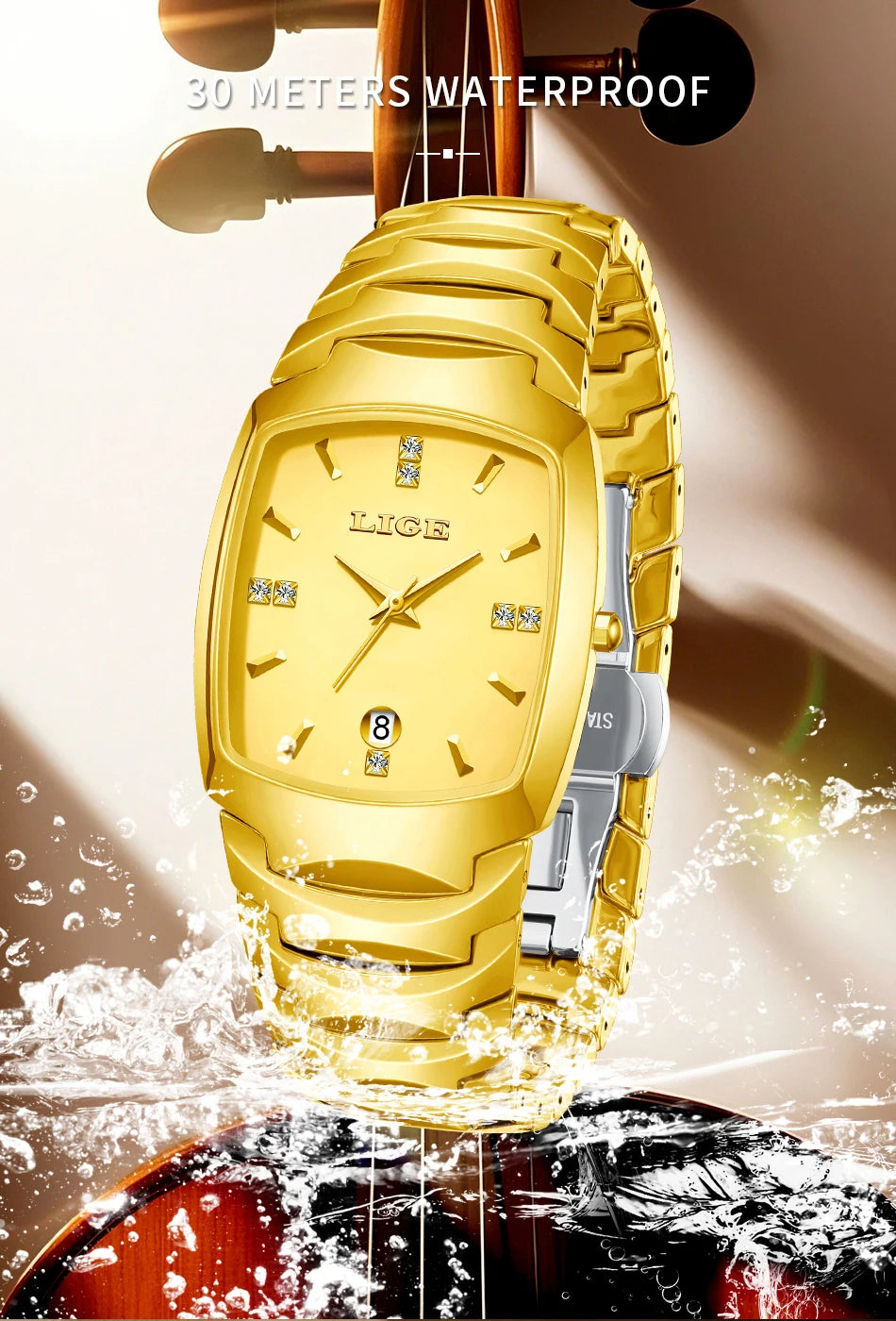 LIGE Fashion Luxury Ceramic Watch - Simple Elegant Calendar Women