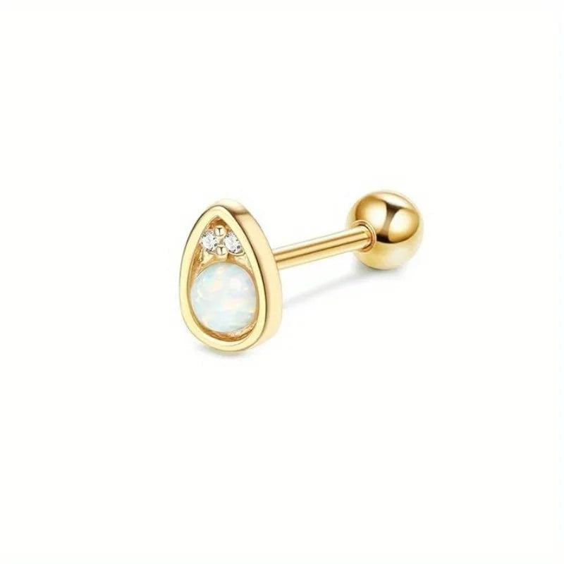 Drperfect Surgical Stainless Steel 16G Cartilage Earrings Studs Helix Couch Hoop Piercing Earrings Set Opal Shiny Earrings