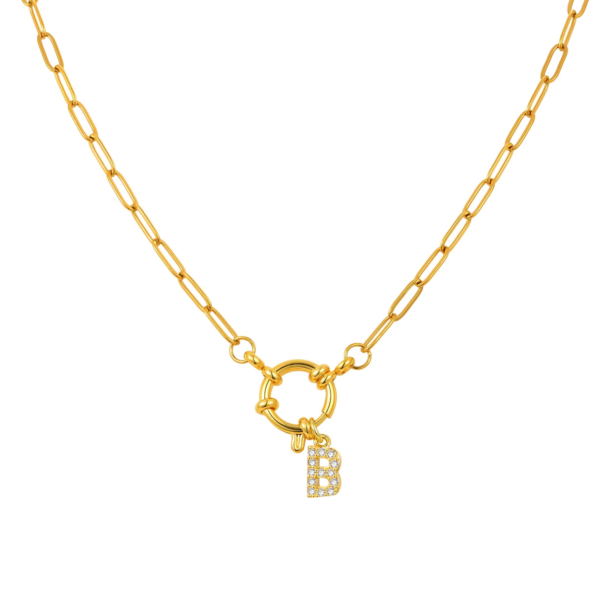 Vnox Women's Trendy Letters Necklaces With CZ Zircon, Stainless Steel 18K Gold Plated Pendant, Fashion Charm A-Z Accessories