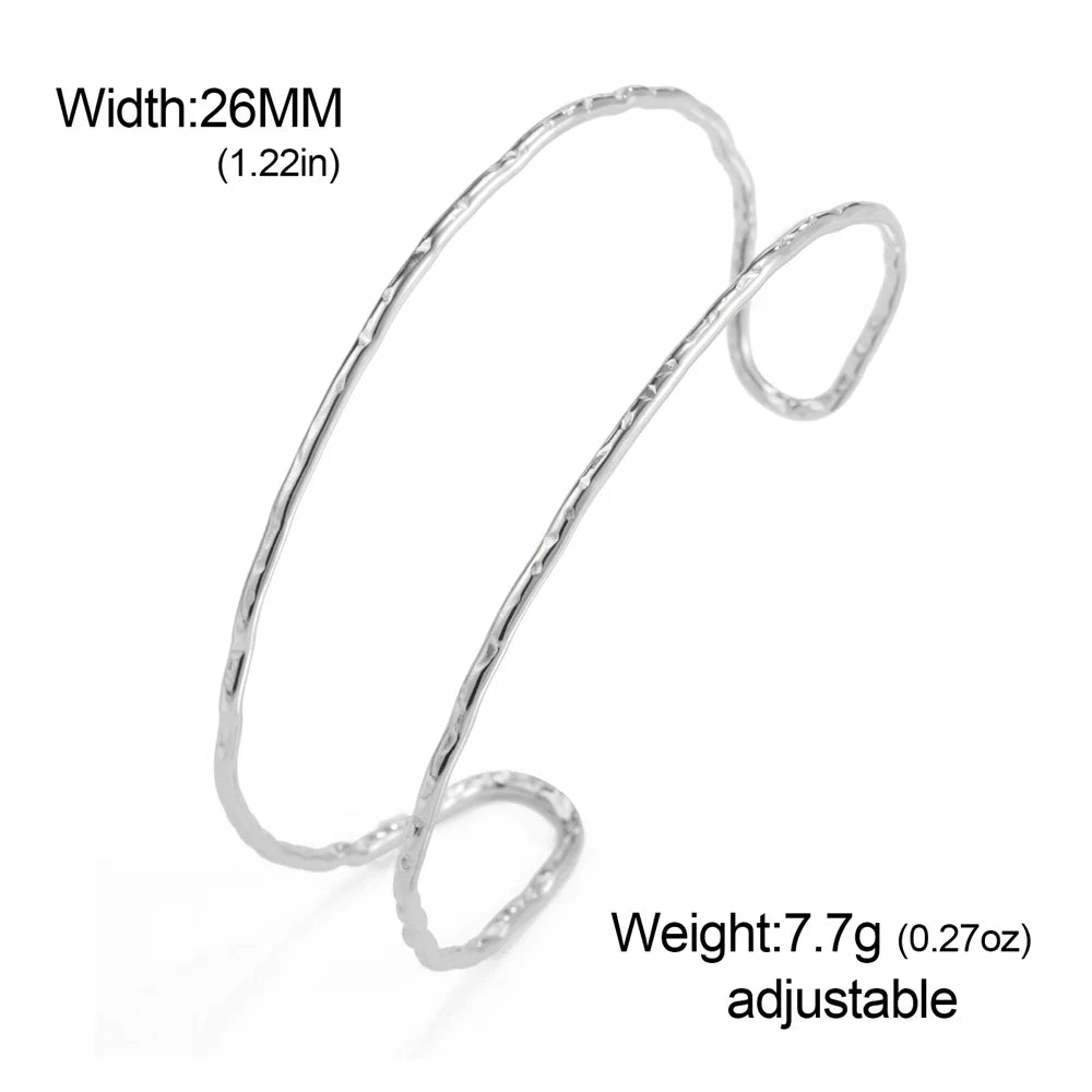 My Shape Simple C Shape for Women Stainless Steel Gold Color Adjustable Open Cuff Bangle Jewelry Double Layered Bracelets Gifts
