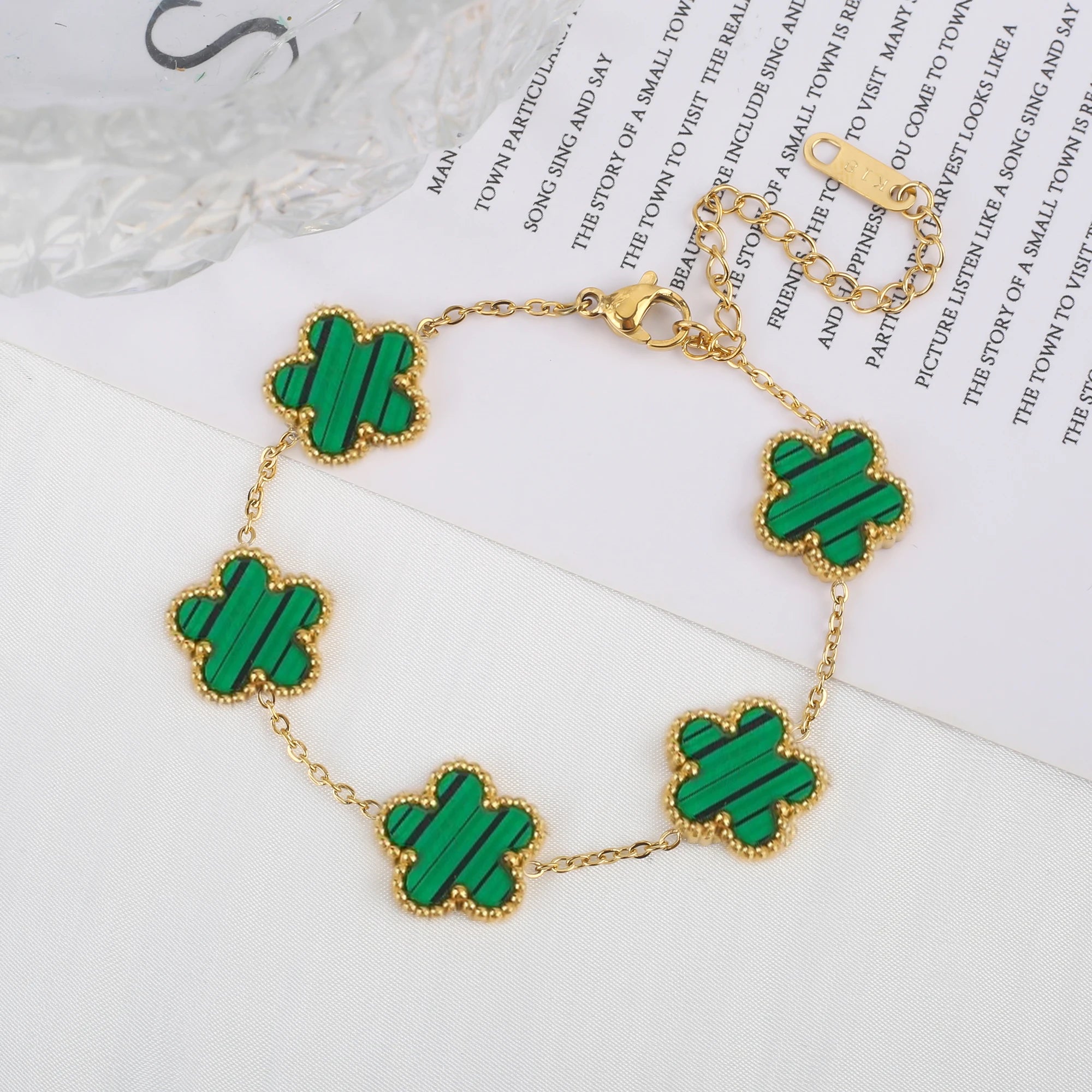 Hot Sale Stainless Steel Plum Blossom Gold Plated Bracelet High Quality Five Leaf Flower Jewelry Simple For Woman Gift Clover