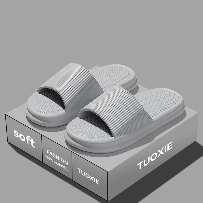 Women Summer Concise EVA Slippers Men Soft Home Slides Couples Bathroom Non-slip Sandals Adults Comfortable Outdoor Beach Shoes