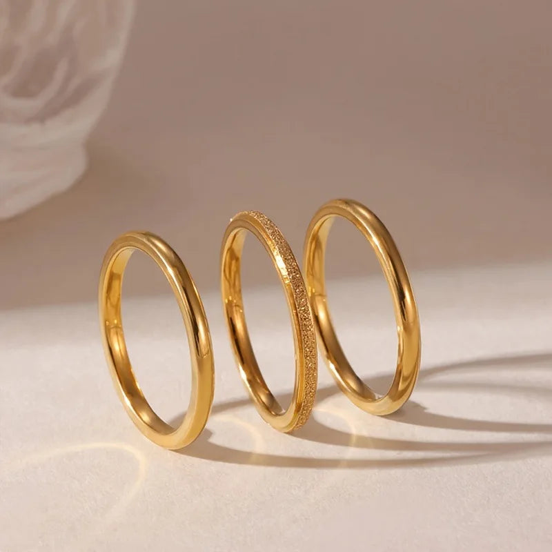 316L Stainless Steel Ring Set For Women 2025 New Trendy Luxury Zircon Finger Jewelry Accessory